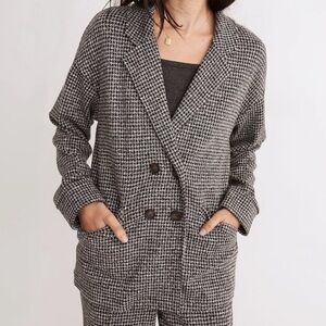 Madewell Brushed Knit Redford Houndstooth Check Blazer